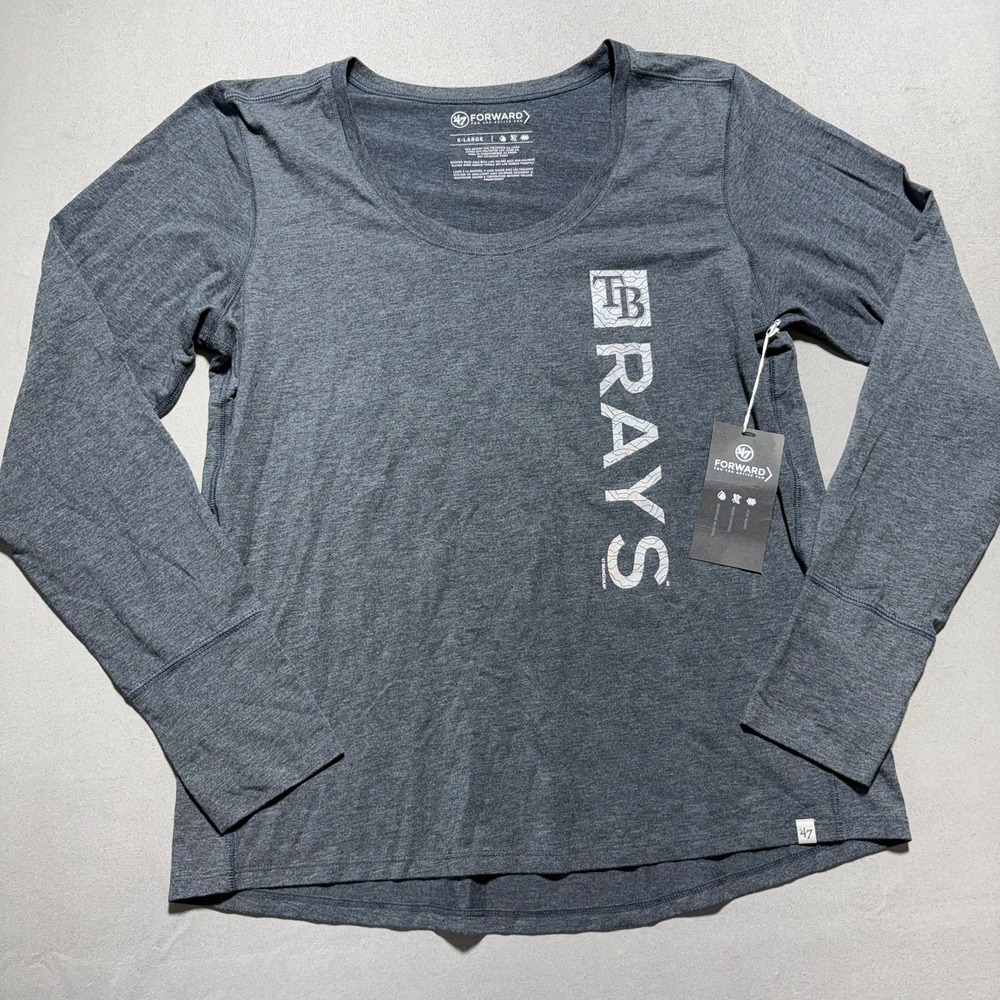 47 Brand Tampa Bay Rays Womens XL Gray Long Sleeve Performance Shirt NWT MLB